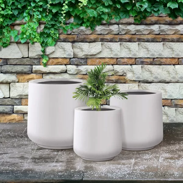 Kante 15.3"+11.6"+8.2" Dia Round Concrete Planter, Large Outdoor Indoor Planter Pots Containers with Drainage Holes and Rubber Plug for Home Garden Patio, Charcoal