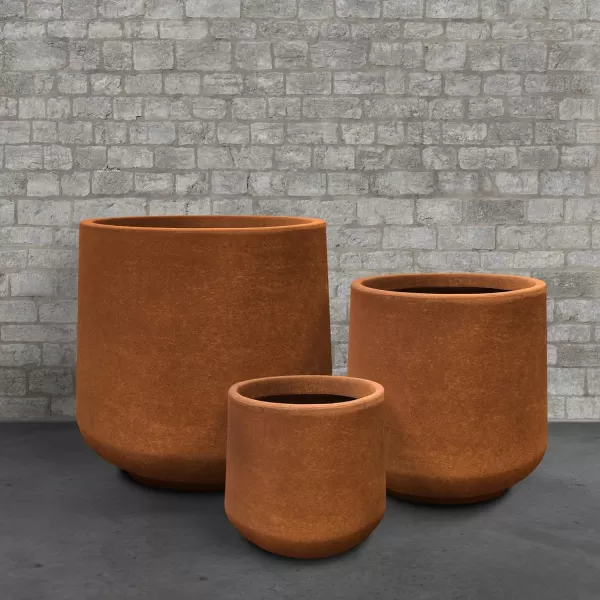 Kante 15.3"+11.6"+8.2" Dia Round Concrete Planter, Large Outdoor Indoor Planter Pots Containers with Drainage Holes and Rubber Plug for Home Garden Patio, Charcoal