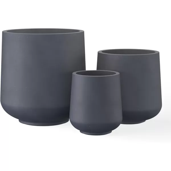 Kante 15.3"+11.6"+8.2" Dia Round Concrete Planter, Large Outdoor Indoor Planter Pots Containers with Drainage Holes and Rubber Plug for Home Garden Patio, Charcoal