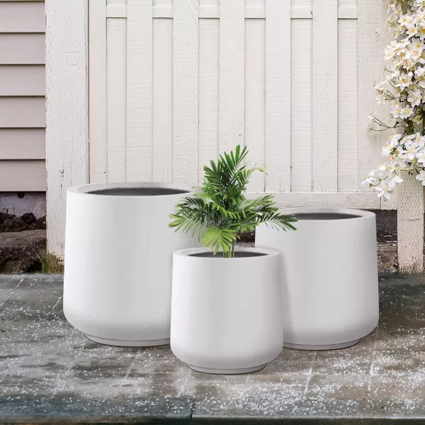 Kante 15.3"+11.6"+8.2" Dia Round Concrete Planter, Large Outdoor Indoor Planter Pots Containers with Drainage Holes and Rubber Plug for Home Garden Patio, Charcoal