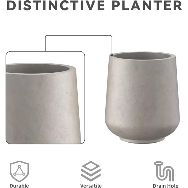 Kante 15.3"+11.6"+8.2" Dia Round Concrete Planter, Large Outdoor Indoor Planter Pots Containers with Drainage Holes and Rubber Plug for Home Garden Patio, Charcoal