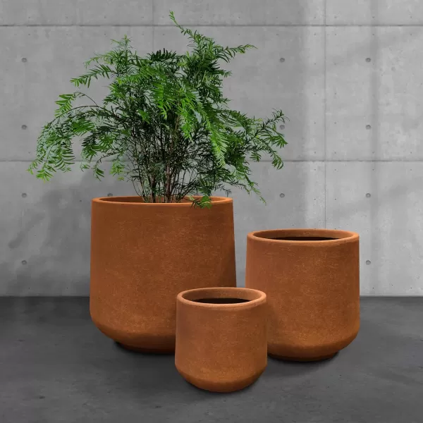Kante 15.3"+11.6"+8.2" Dia Round Concrete Planter, Large Outdoor Indoor Planter Pots Containers with Drainage Holes and Rubber Plug for Home Garden Patio, Charcoal