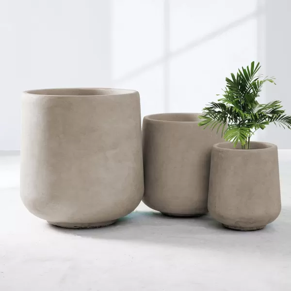 Kante 15.3"+11.6"+8.2" Dia Round Concrete Planter, Large Outdoor Indoor Planter Pots Containers with Drainage Holes and Rubber Plug for Home Garden Patio, Charcoal