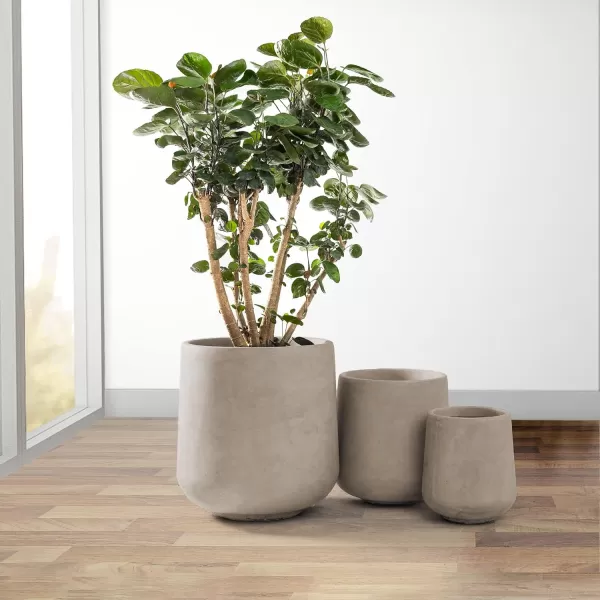 Kante 15.3"+11.6"+8.2" Dia Round Concrete Planter, Large Outdoor Indoor Planter Pots Containers with Drainage Holes and Rubber Plug for Home Garden Patio, Charcoal