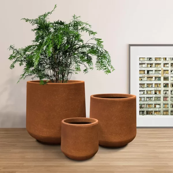 Kante 15.3"+11.6"+8.2" Dia Round Concrete Planter, Large Outdoor Indoor Planter Pots Containers with Drainage Holes and Rubber Plug for Home Garden Patio, Charcoal