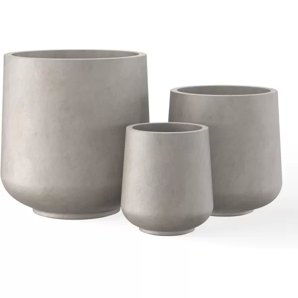 Kante 15.3"+11.6"+8.2" Dia Round Concrete Planter, Large Outdoor Indoor Planter Pots Containers with Drainage Holes and Rubber Plug for Home Garden Patio, Charcoal
