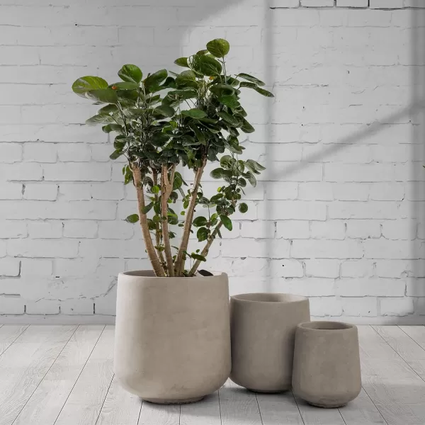 Kante 15.3"+11.6"+8.2" Dia Round Concrete Planter, Large Outdoor Indoor Planter Pots Containers with Drainage Holes and Rubber Plug for Home Garden Patio, Charcoal