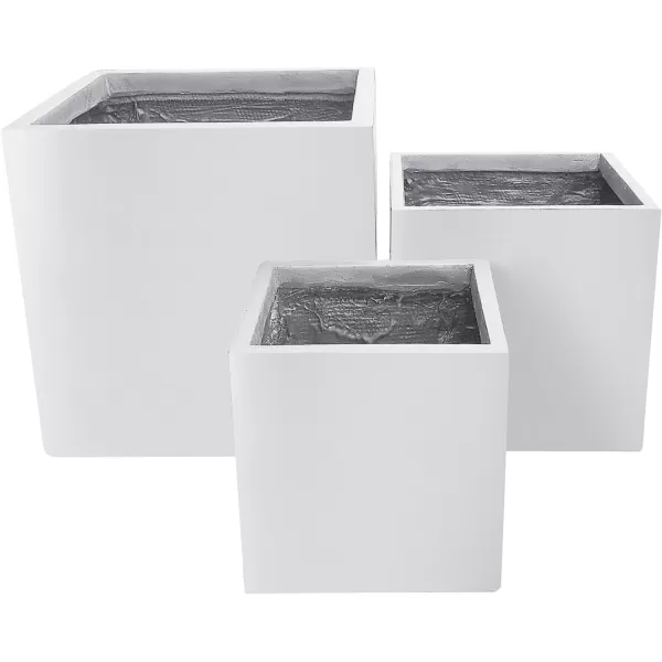 Kante 16 Inch Square Concrete Planter for Outdoor Indoor Home Patio Garden, Large Plant Pot with Drainage Hole and Rubber Plug, Charcoal