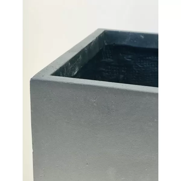 Kante 16 Inch Square Concrete Planter for Outdoor Indoor Home Patio Garden, Large Plant Pot with Drainage Hole and Rubber Plug, Charcoal