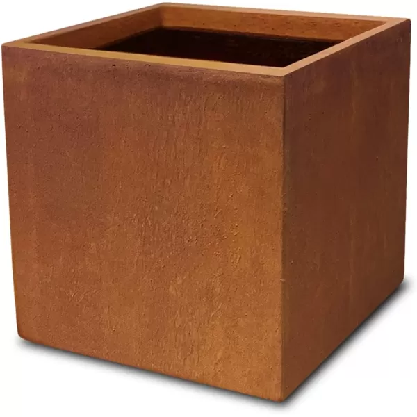 Kante 16 Inch Square Concrete Planter for Outdoor Indoor Home Patio Garden, Large Plant Pot with Drainage Hole and Rubber Plug, Charcoal