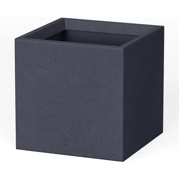 Kante 16 Inch Square Concrete Planter for Outdoor Indoor Home Patio Garden, Large Plant Pot with Drainage Hole and Rubber Plug, Charcoal