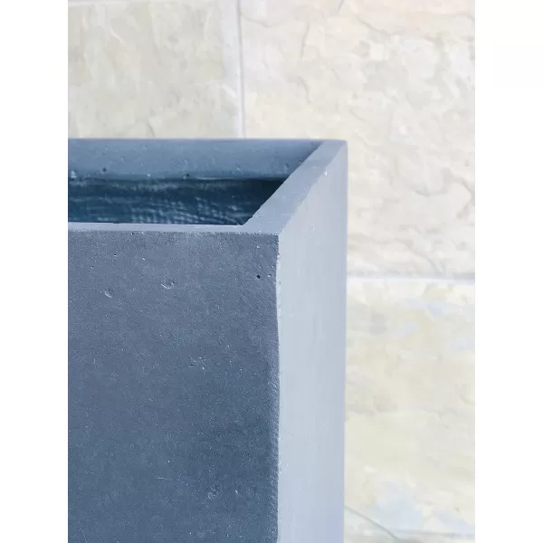 Kante 16 Inch Square Concrete Planter for Outdoor Indoor Home Patio Garden, Large Plant Pot with Drainage Hole and Rubber Plug, Charcoal