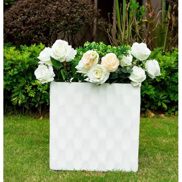 Kante 16 Inch Square Concrete Planter for Outdoor Indoor Home Patio Garden, Large Plant Pot with Drainage Hole and Rubber Plug, Charcoal)