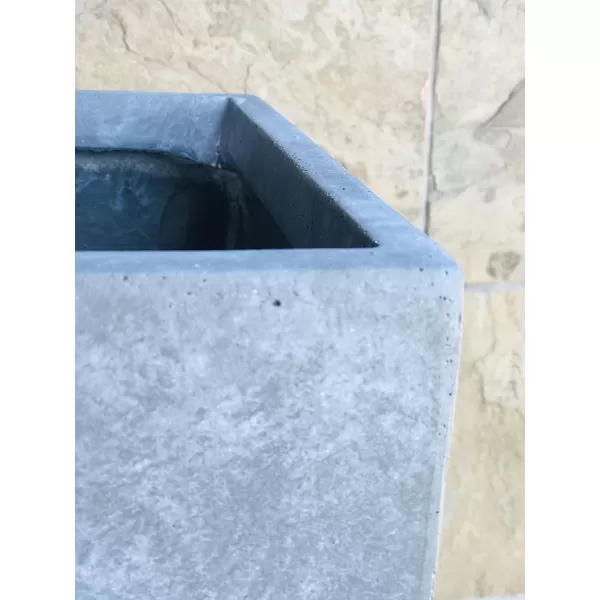 Kante 16 Inch Square Concrete Planter for Outdoor Indoor Home Patio Garden, Large Plant Pot with Drainage Hole and Rubber Plug, Charcoal