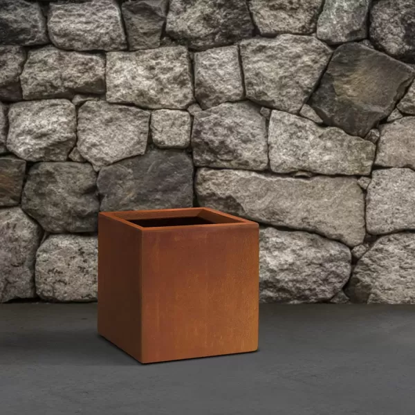 Kante 16 Inch Square Concrete Planter for Outdoor Indoor Home Patio Garden, Large Plant Pot with Drainage Hole and Rubber Plug, Charcoal