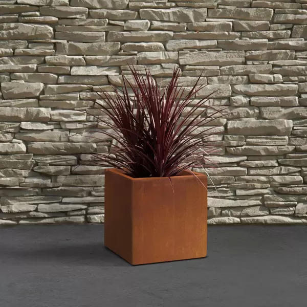 Kante 16 Inch Square Concrete Planter for Outdoor Indoor Home Patio Garden, Large Plant Pot with Drainage Hole and Rubber Plug, Charcoal