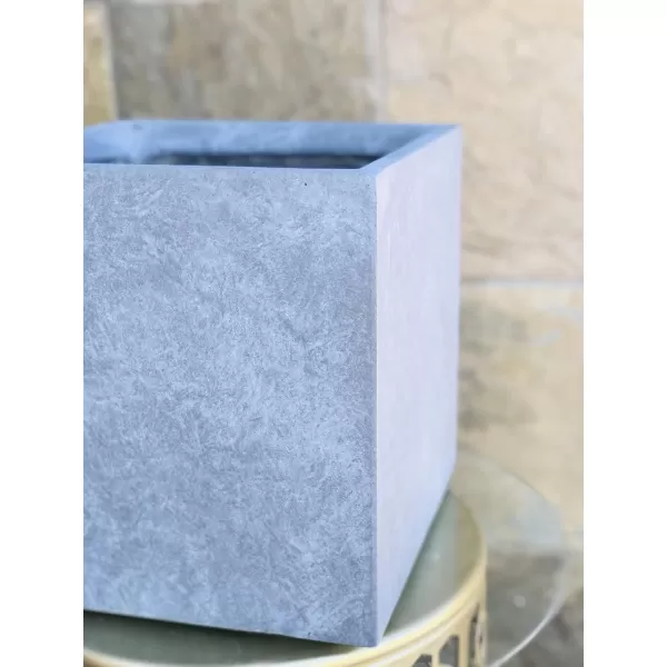 Kante 16 Inch Square Concrete Planter for Outdoor Indoor Home Patio Garden, Large Plant Pot with Drainage Hole and Rubber Plug, Charcoal