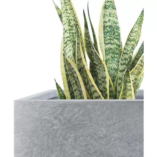 Kante 16 Inch Square Concrete Planter for Outdoor Indoor Home Patio Garden, Large Plant Pot with Drainage Hole and Rubber Plug, Charcoal