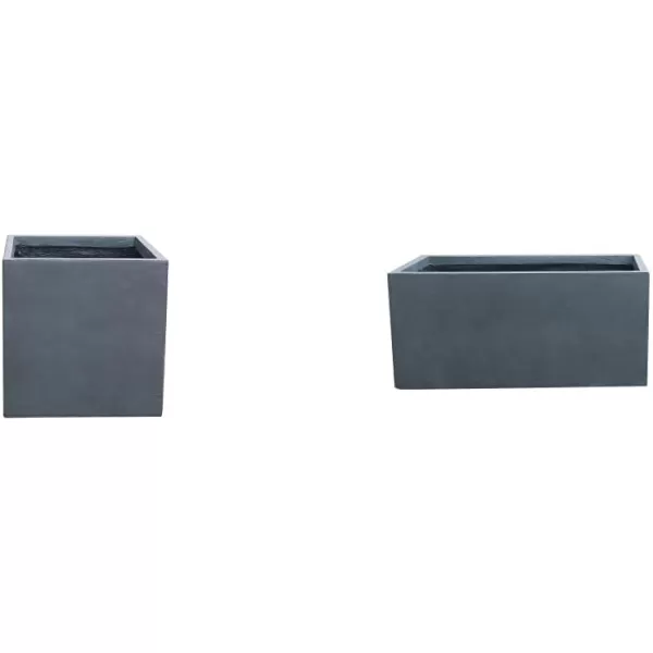 Kante 16 Inch Square Concrete Planter for Outdoor Indoor Home Patio Garden, Large Plant Pot with Drainage Hole and Rubber Plug, Charcoal
