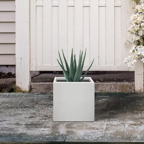 Kante 16 Inch Square Concrete Planter for Outdoor Indoor Home Patio Garden, Large Plant Pot with Drainage Hole and Rubber Plug, Charcoal
