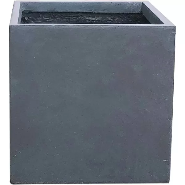 Kante 16 Inch Square Concrete Planter for Outdoor Indoor Home Patio Garden, Large Plant Pot with Drainage Hole and Rubber Plug, Charcoal