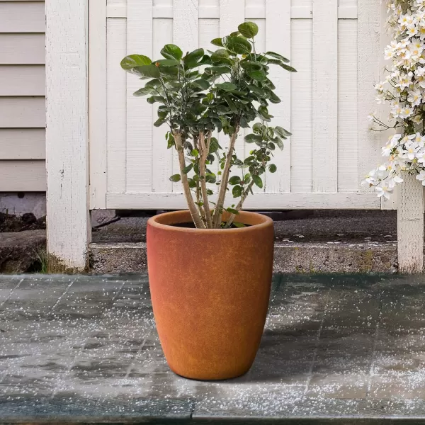 Kante 18.1" H Tall Round Concrete Planter for Outdoor Indoor, Modern Decorative Plant Pots with Drainage Hole &amp; Rubber Plug for Home &amp; Garden Pure White