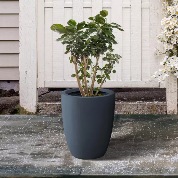 Kante 18.1" H Tall Round Concrete Planter for Outdoor Indoor, Modern Decorative Plant Pots with Drainage Hole &amp; Rubber Plug for Home &amp; Garden Pure White