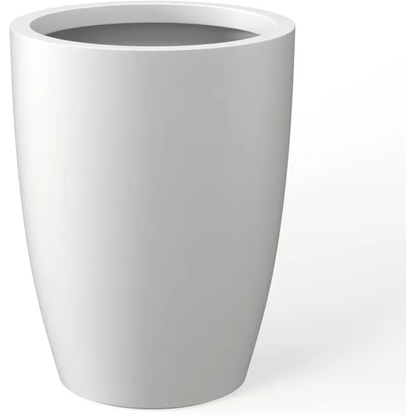 Kante 18.1" H Tall Round Concrete Planter for Outdoor Indoor, Modern Decorative Plant Pots with Drainage Hole &amp; Rubber Plug for Home &amp; Garden Pure White