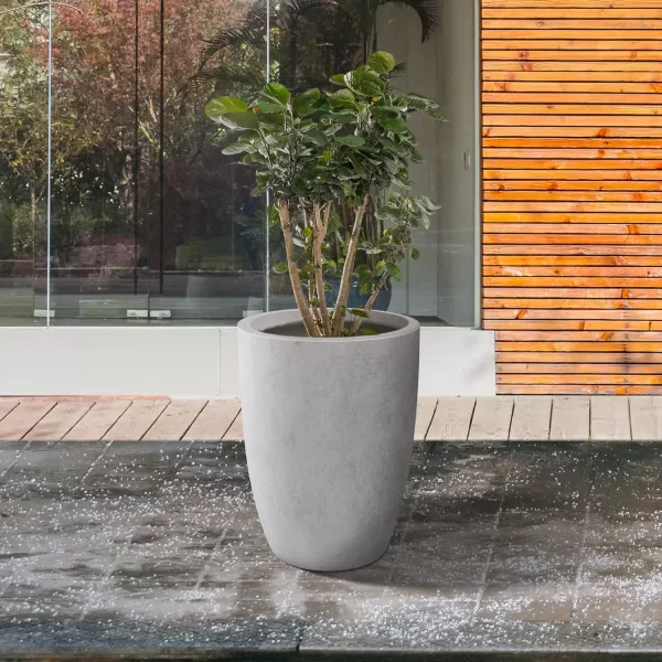 Kante 18.1" H Tall Round Concrete Planter for Outdoor Indoor, Modern Decorative Plant Pots with Drainage Hole &amp; Rubber Plug for Home &amp; Garden Pure White