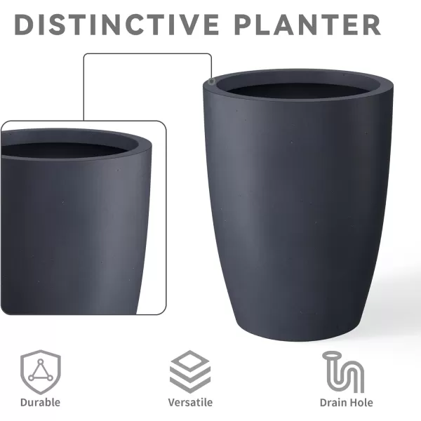 Kante 18.1" H Tall Round Concrete Planter for Outdoor Indoor, Modern Decorative Plant Pots with Drainage Hole &amp; Rubber Plug for Home &amp; Garden Pure White