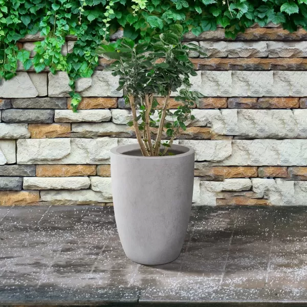 Kante 18.1" H Tall Round Concrete Planter for Outdoor Indoor, Modern Decorative Plant Pots with Drainage Hole &amp; Rubber Plug for Home &amp; Garden Pure White