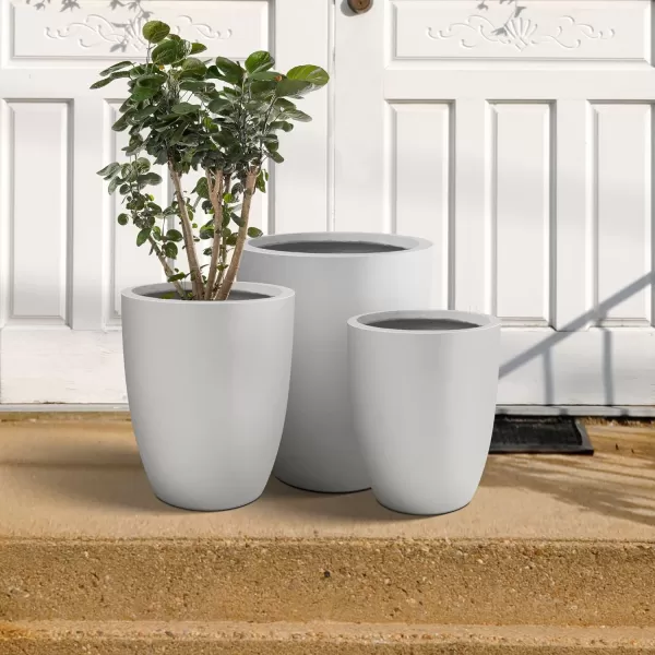 Kante 18.1" H Tall Round Concrete Planter for Outdoor Indoor, Modern Decorative Plant Pots with Drainage Hole &amp; Rubber Plug for Home &amp; Garden Pure White