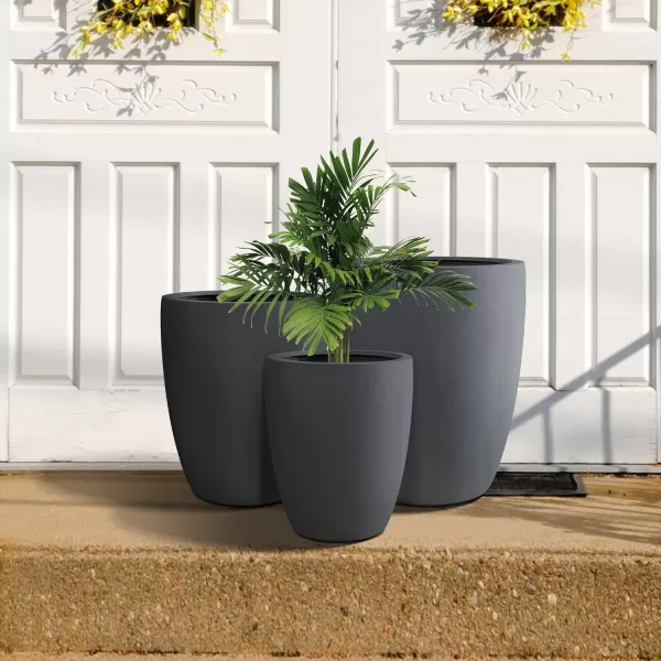 Kante 18.1" H Tall Round Concrete Planter for Outdoor Indoor, Modern Decorative Plant Pots with Drainage Hole &amp; Rubber Plug for Home &amp; Garden Pure White