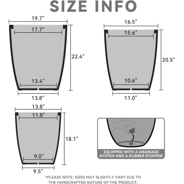 Kante 18.1" H Tall Round Concrete Planter for Outdoor Indoor, Modern Decorative Plant Pots with Drainage Hole &amp; Rubber Plug for Home &amp; Garden Pure White