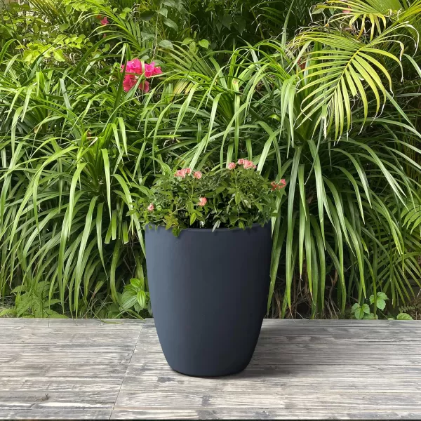 Kante 18.1" H Tall Round Concrete Planter for Outdoor Indoor, Modern Decorative Plant Pots with Drainage Hole &amp; Rubber Plug for Home &amp; Garden Pure White