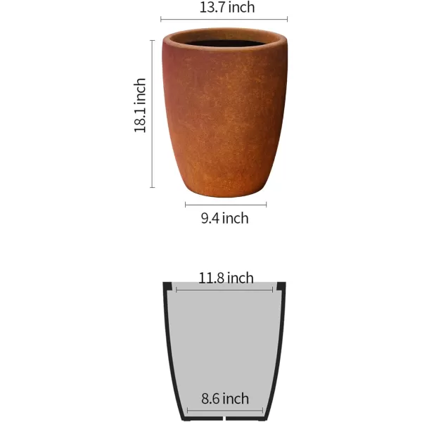Kante 18.1" H Tall Round Concrete Planter for Outdoor Indoor, Modern Decorative Plant Pots with Drainage Hole &amp; Rubber Plug for Home &amp; Garden Pure White