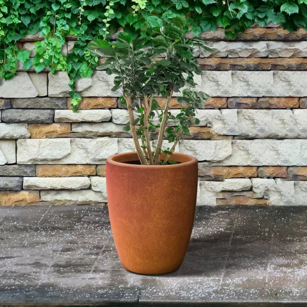 Kante 18.1" H Tall Round Concrete Planter for Outdoor Indoor, Modern Decorative Plant Pots with Drainage Hole &amp; Rubber Plug for Home &amp; Garden Pure White