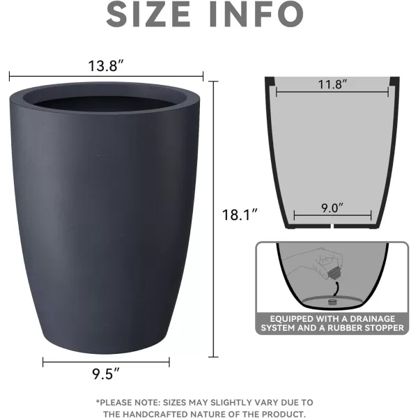 Kante 18.1" H Tall Round Concrete Planter for Outdoor Indoor, Modern Decorative Plant Pots with Drainage Hole &amp; Rubber Plug for Home &amp; Garden Pure White