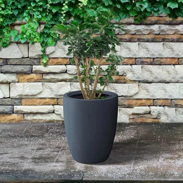 Kante 18.1" H Tall Round Concrete Planter for Outdoor Indoor, Modern Decorative Plant Pots with Drainage Hole &amp; Rubber Plug for Home &amp; Garden Pure White