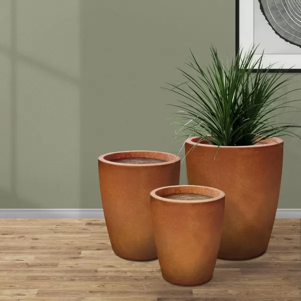 Kante 18.1" H Tall Round Concrete Planter for Outdoor Indoor, Modern Decorative Plant Pots with Drainage Hole &amp; Rubber Plug for Home &amp; Garden Pure White
