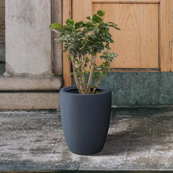 Kante 18.1" H Tall Round Concrete Planter for Outdoor Indoor, Modern Decorative Plant Pots with Drainage Hole &amp; Rubber Plug for Home &amp; Garden Pure White