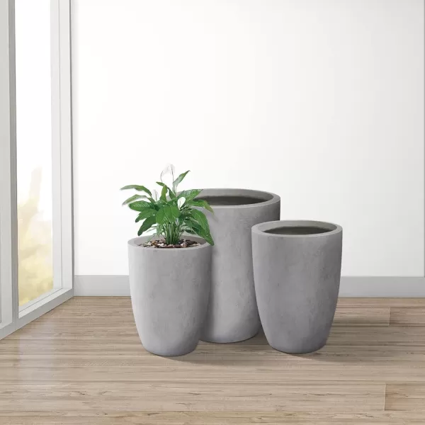 Kante 18.1" H Tall Round Concrete Planter for Outdoor Indoor, Modern Decorative Plant Pots with Drainage Hole &amp; Rubber Plug for Home &amp; Garden Pure White