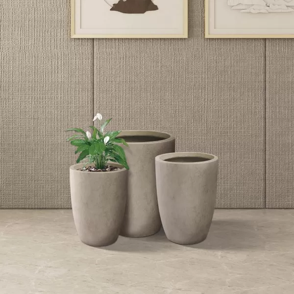 Kante 18.1" H Tall Round Concrete Planter for Outdoor Indoor, Modern Decorative Plant Pots with Drainage Hole &amp; Rubber Plug for Home &amp; Garden Pure White