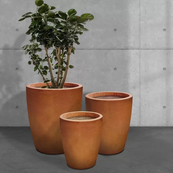 Kante 18.1" H Tall Round Concrete Planter for Outdoor Indoor, Modern Decorative Plant Pots with Drainage Hole &amp; Rubber Plug for Home &amp; Garden Pure White