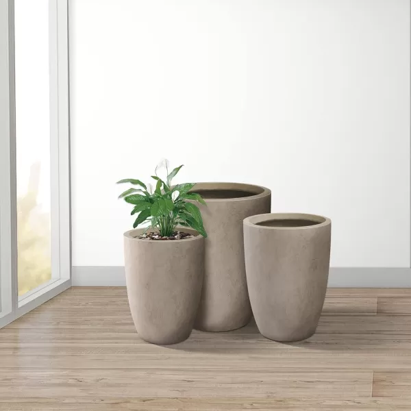 Kante 18.1" H Tall Round Concrete Planter for Outdoor Indoor, Modern Decorative Plant Pots with Drainage Hole &amp; Rubber Plug for Home &amp; Garden Pure White