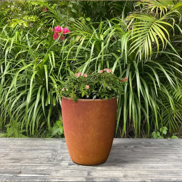 Kante 18.1" H Tall Round Concrete Planter for Outdoor Indoor, Modern Decorative Plant Pots with Drainage Hole &amp; Rubber Plug for Home &amp; Garden Pure White