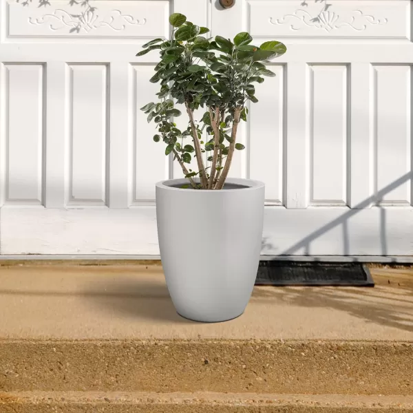 Kante 18.1" H Tall Round Concrete Planter for Outdoor Indoor, Modern Decorative Plant Pots with Drainage Hole &amp; Rubber Plug for Home &amp; Garden Pure White