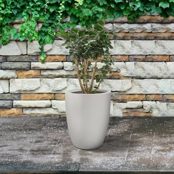 Kante 18.1" H Tall Round Concrete Planter for Outdoor Indoor, Modern Decorative Plant Pots with Drainage Hole &amp; Rubber Plug for Home &amp; Garden Pure White