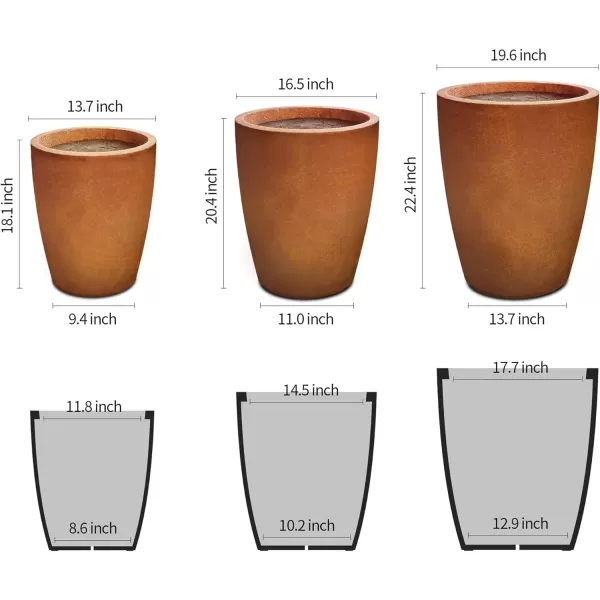 Kante 18.1" H Tall Round Concrete Planter for Outdoor Indoor, Modern Decorative Plant Pots with Drainage Hole &amp; Rubber Plug for Home &amp; Garden Pure White