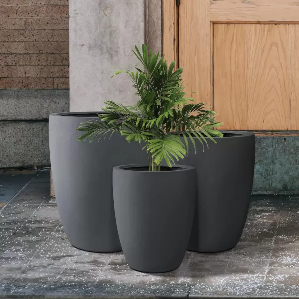 Kante 18.1" H Tall Round Concrete Planter for Outdoor Indoor, Modern Decorative Plant Pots with Drainage Hole &amp; Rubber Plug for Home &amp; Garden Pure White